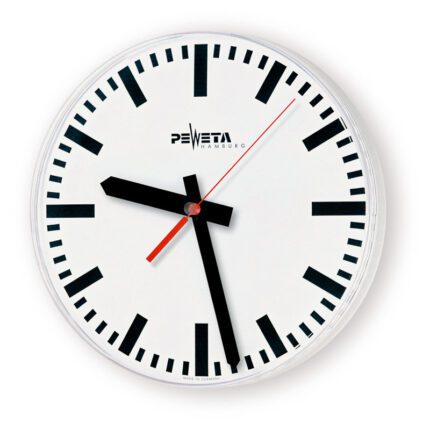 PEWETA 41.270.321 Quarz-Batterie-Uhr 1,5 V für innen, Ø 315 mm, Zifferblatt weiß, DIN-Balkenziffern