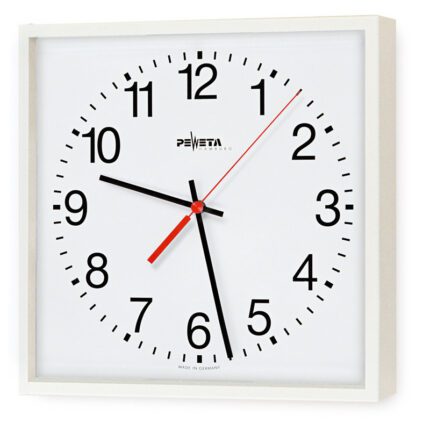 PEWETA 41.281.211 Quarz-Batterie-Uhr 1,5 V für innen, 275 x 275 mm, Zifferblatt weiß, arabische Zahlen