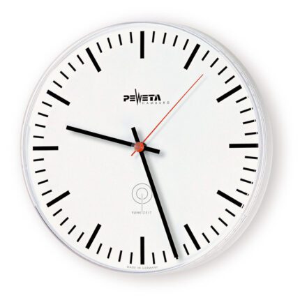 PEWETA 52.270.331 Funkuhr 230 V für innen, Ø 315 mm, Zifferblatt weiß, Feinstrichziffern