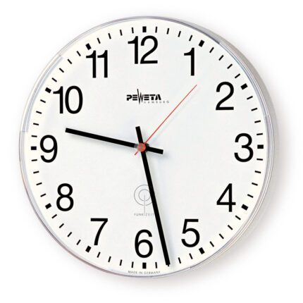 PEWETA 52.270.411 Funkuhr 230 V für innen, Ø 415 mm, Zifferblatt weiß, arabische Zahlen