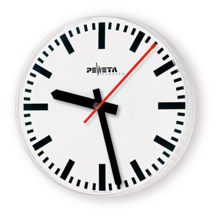 PEWETA 75.270.221 Nebenuhr 12/24 V Sekundenimpuls, Ø 265 mm, Zifferblatt weiß, DIN-Balkenziffern