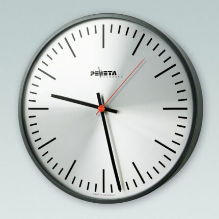 PEWETA 85.240.431 Nebenuhr, AirPort24 Funktelegramm, Ø 400 mm, Zifferblatt silber-eloxiert, Feinstrichziffern