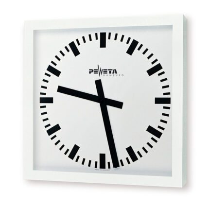 PEWETA 91.370.621 NTP client, NTP Synchronisation über LAN, 600 x 600 mm, Zifferblatt weiß, DIN-Balkenziffern